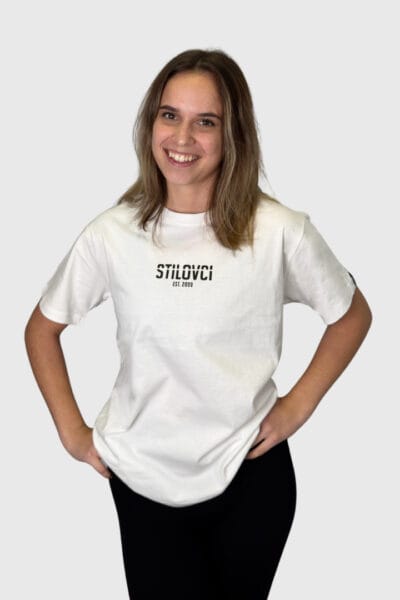 Majica 'STILOVCI' bela ženska oversized