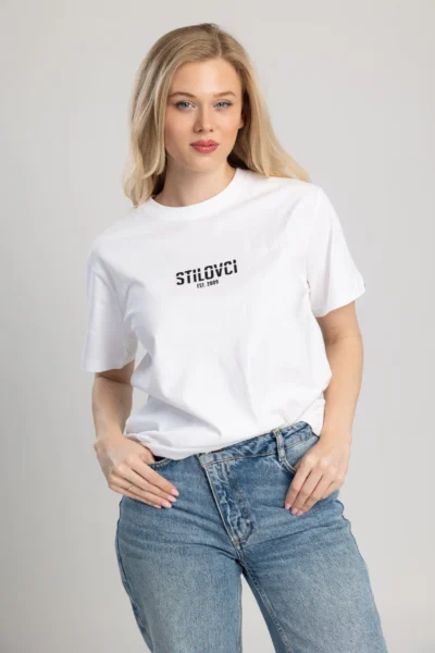 Majica 'STILOVCI' bela ženska oversized